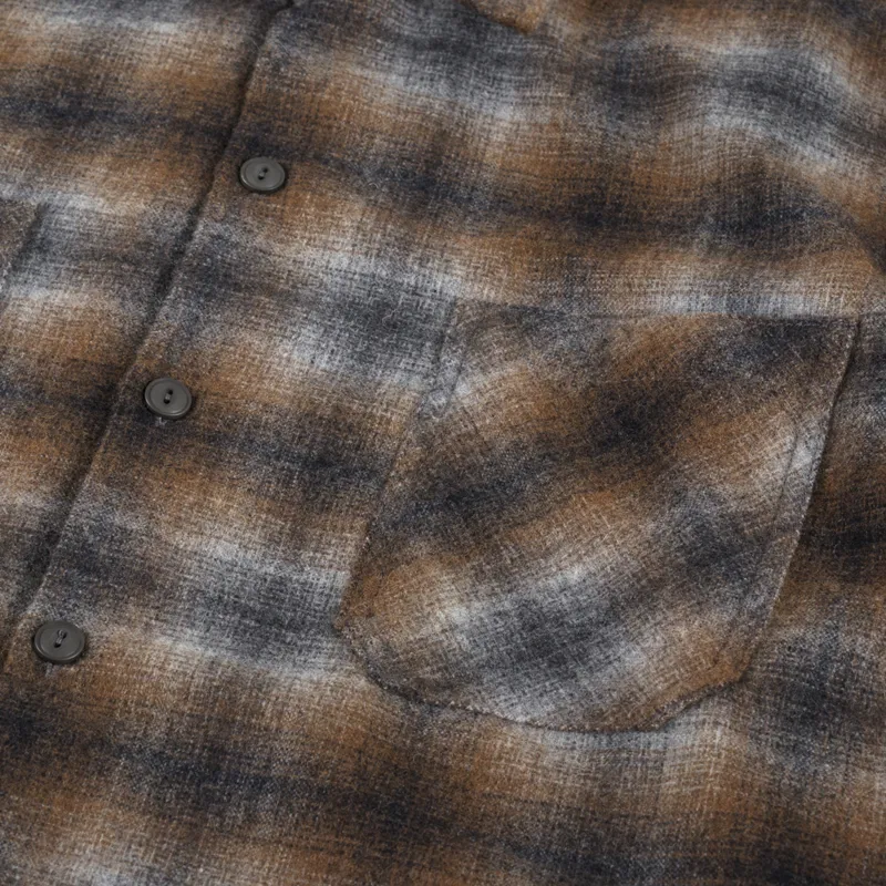 Universal Works Brushed Stripe Work Shirt Brown Check-6