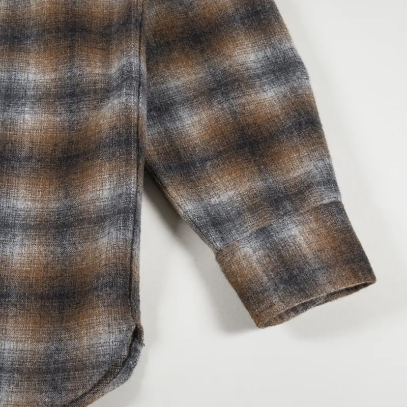 Universal Works Brushed Stripe Work Shirt Brown Check-5