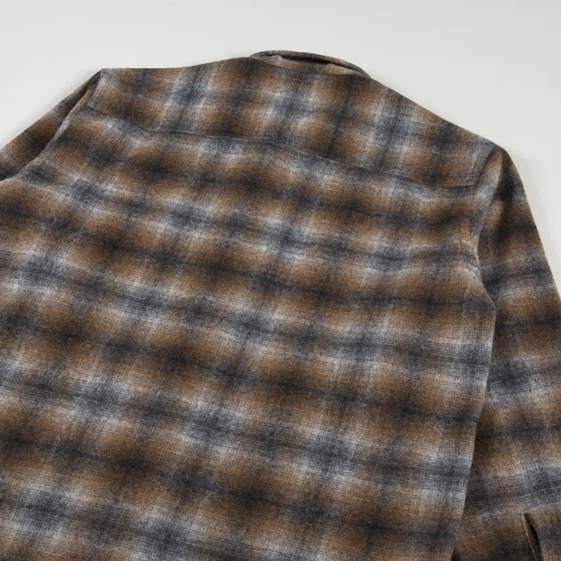 Universal Works Brushed Stripe Work Shirt Brown Check-3