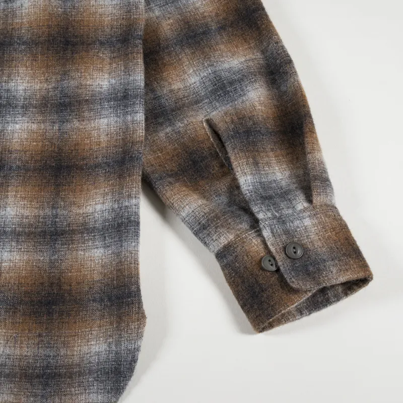 Universal Works Brushed Stripe Work Shirt Brown Check-7