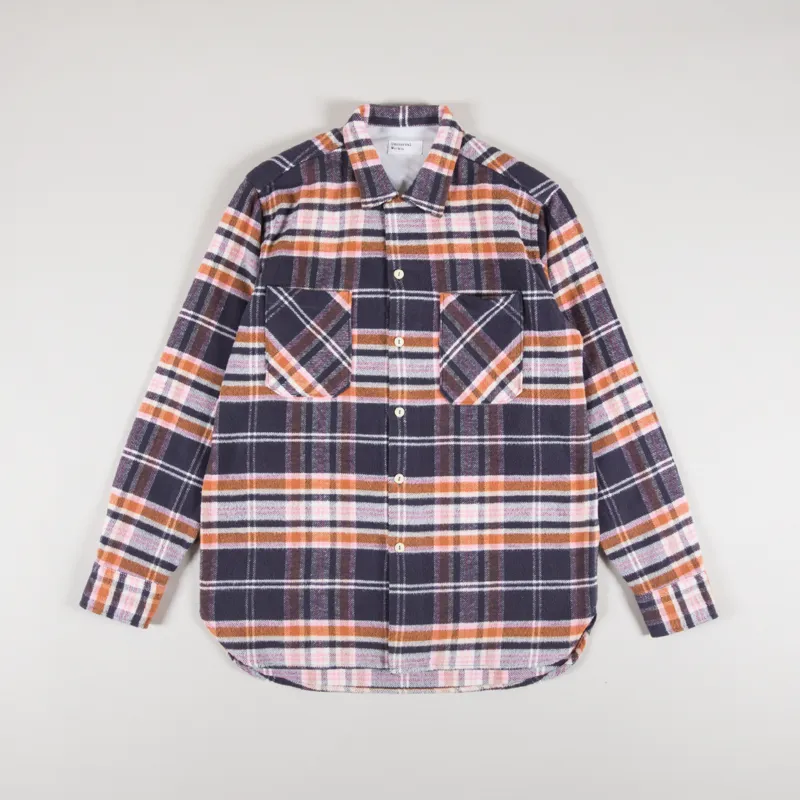 Universal Works Brushed Stripe Work Shirt Grey Check