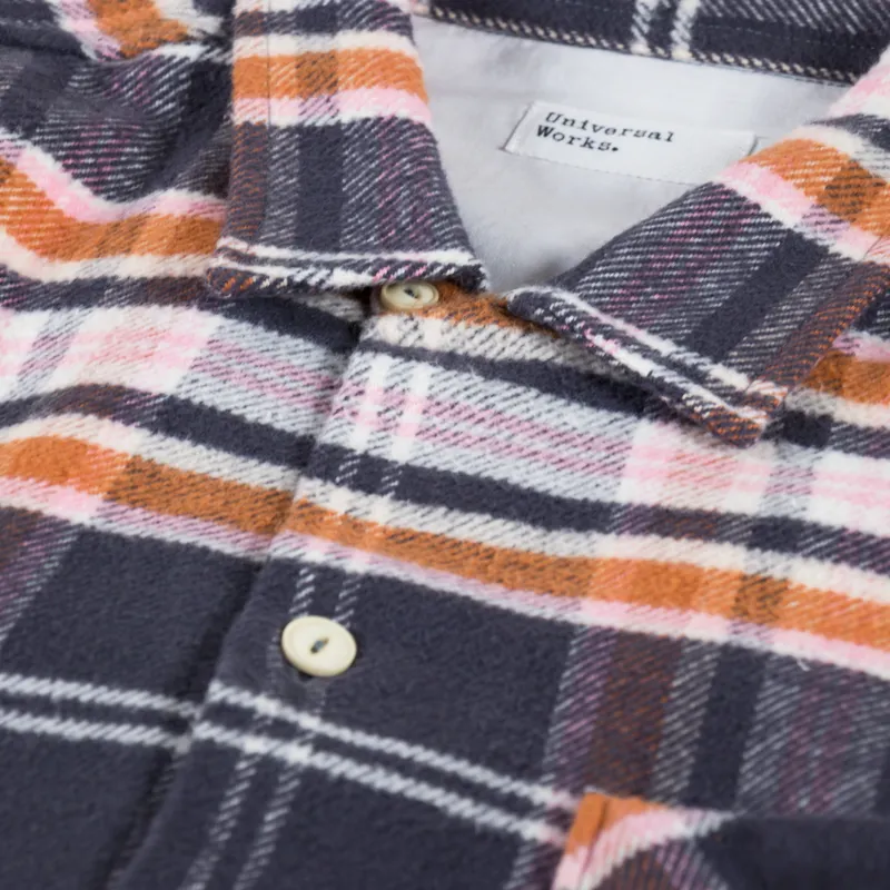 Universal Works Brushed Stripe Work Shirt Grey Check-3