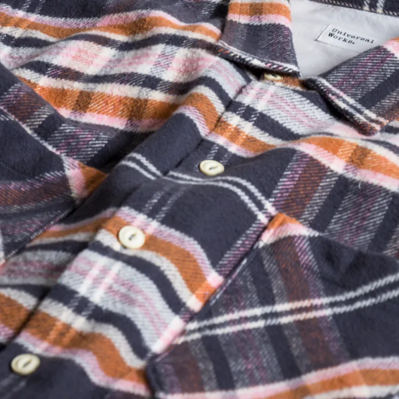 Universal Works Brushed Stripe Work Shirt Grey Check-2