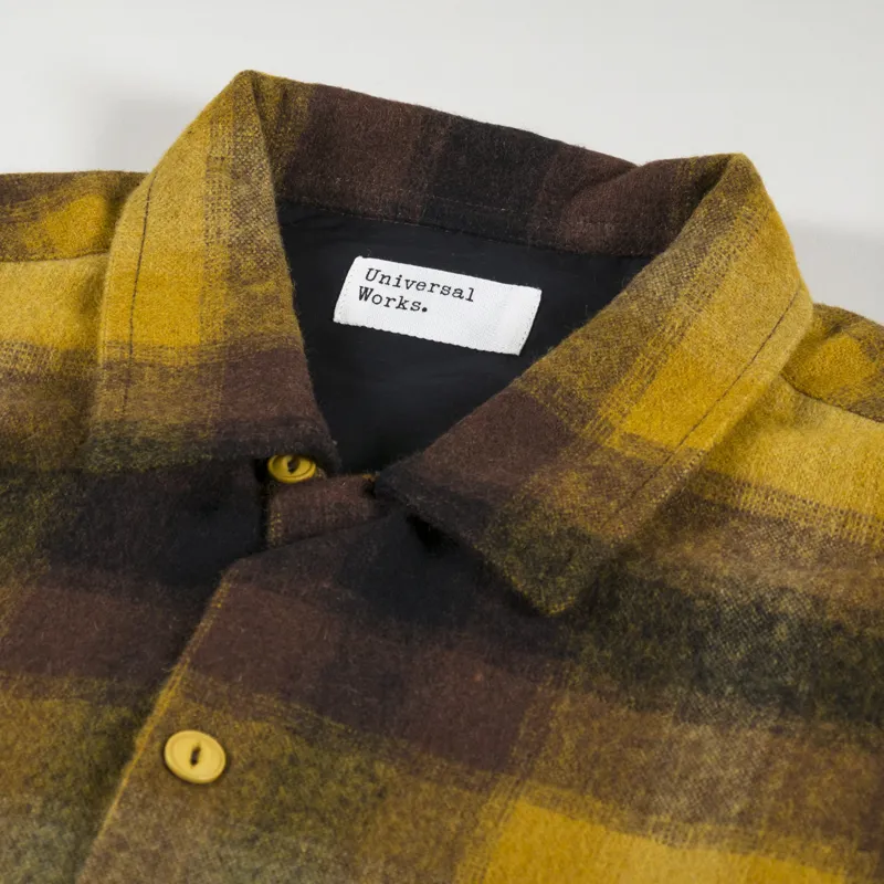 Universal Works Brushed Stripe Work Shirt Mustard Check-8