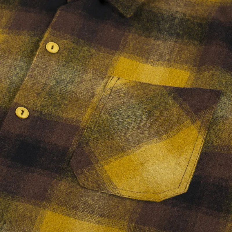 Universal Works Brushed Stripe Work Shirt Mustard Check-6