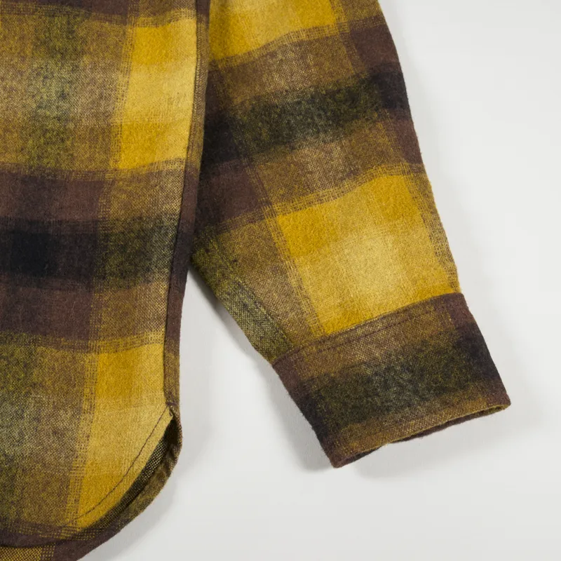 Universal Works Brushed Stripe Work Shirt Mustard Check-7