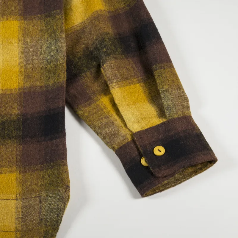 Universal Works Brushed Stripe Work Shirt Mustard Check-5