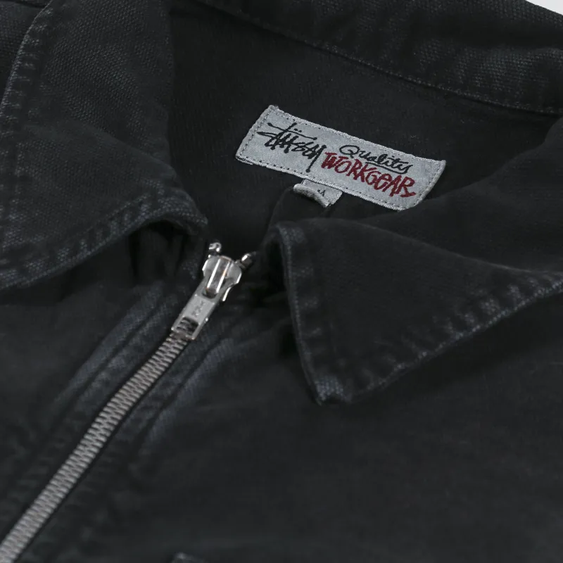 Stussy Washed Canvas Zip Shirt Black