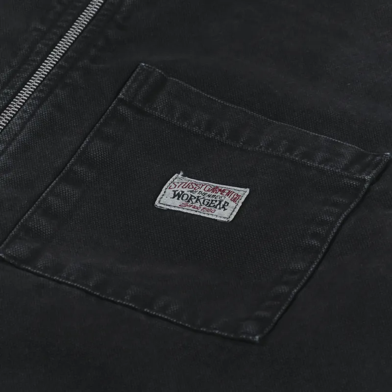 Stussy Washed Canvas Zip Shirt Black