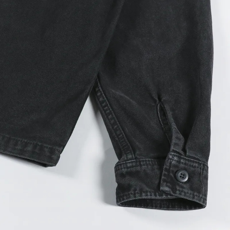 Stussy Washed Canvas Zip Shirt Black