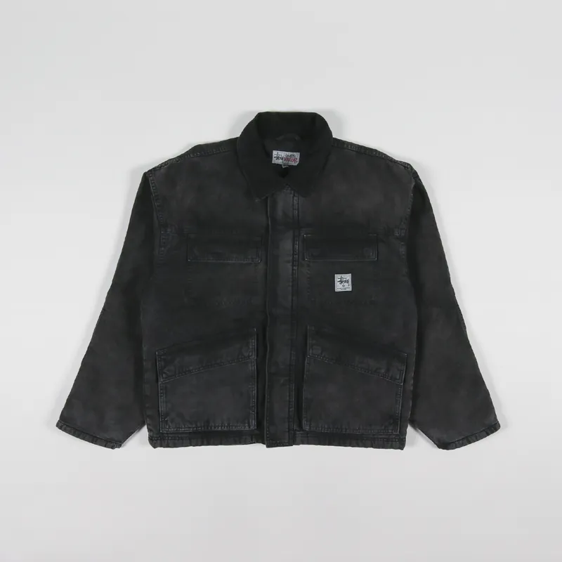 Stussy Mens Workwear Washed Canvas Shop Jacket Black