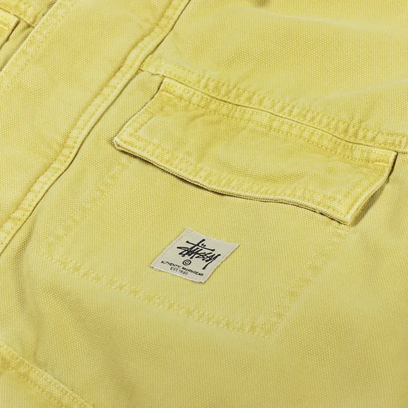 Stussy Mens Winter Coat Washed Canvas Shop Jacket Yellow