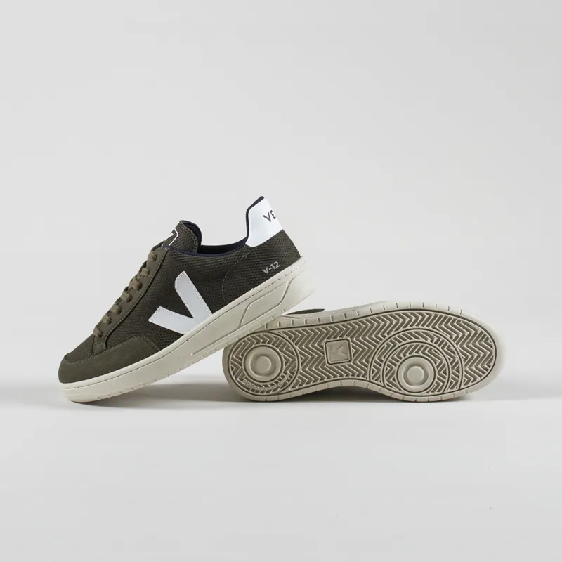 Veja V-12 B-Mesh Shoes Olive White-3
