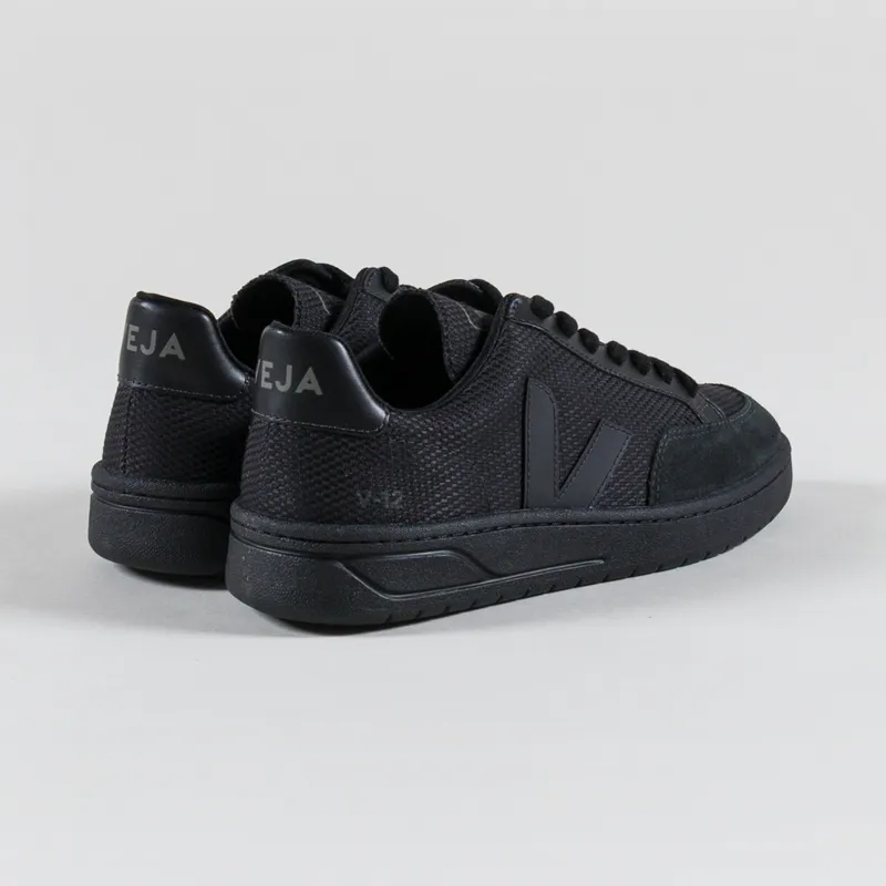 Veja Womens V-12 B-Mesh Shoes Full Black-1