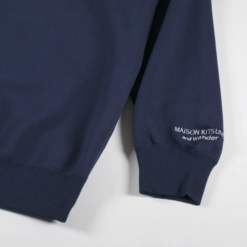 And Wander x Maison Kitsune Dry Cotton Sweat Navy-5