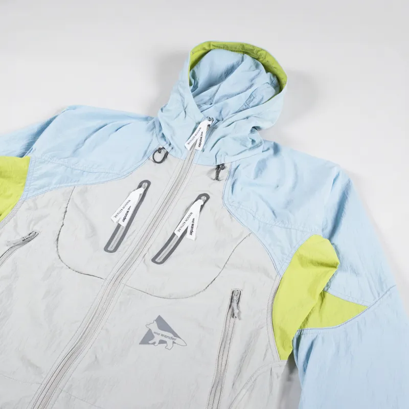 And Wander x Maison Kitsune Mens Hiking Jacket Light Blue