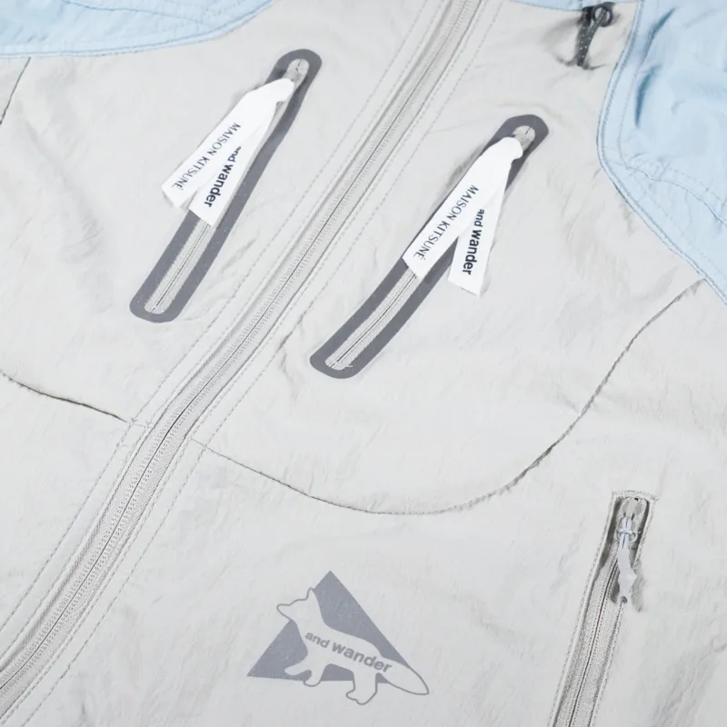 And Wander x Maison Kitsune Hiking Jacket Light Blue-6