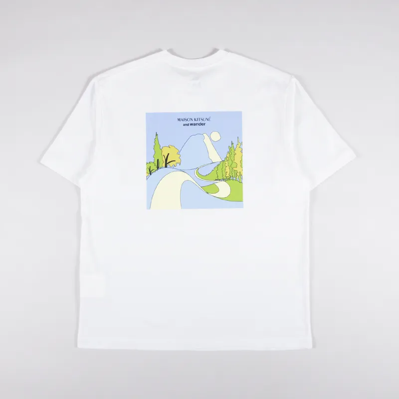 And Wander x Maison Kitsune Mens SS Mountain T Shirt Off White