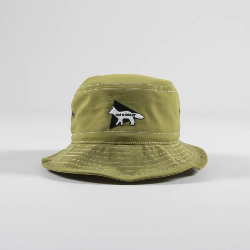 And Wander x Maison Kitsune Nylon Hat Green-2