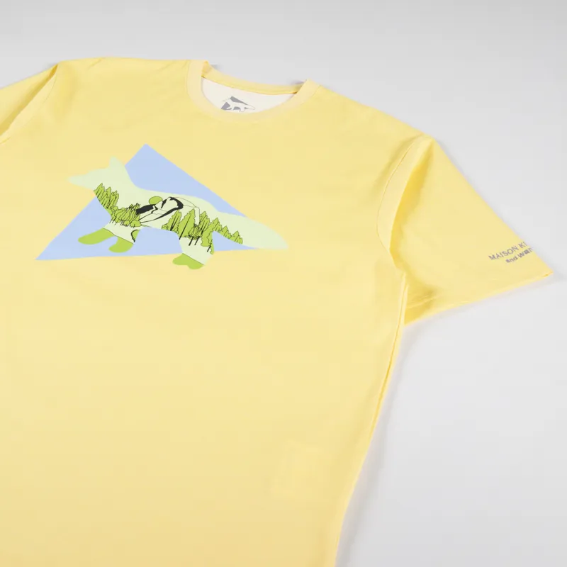 And Wander x Maison Kitsune Triangle T Shirt Yellow-2