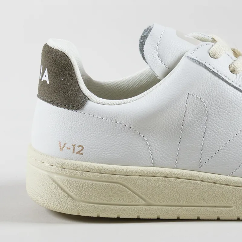 Veja Womens V-12 Stitch OT Leather Shoes Extra White Khaki-4