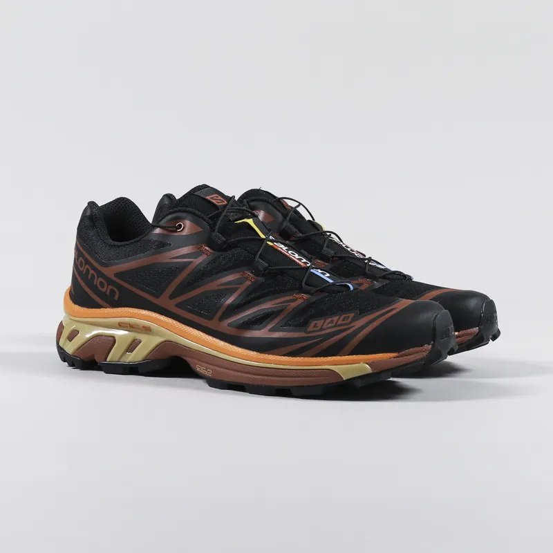 Salomon Mens XT-6 Shoes Black Chocolate Plum Vibrant Orange