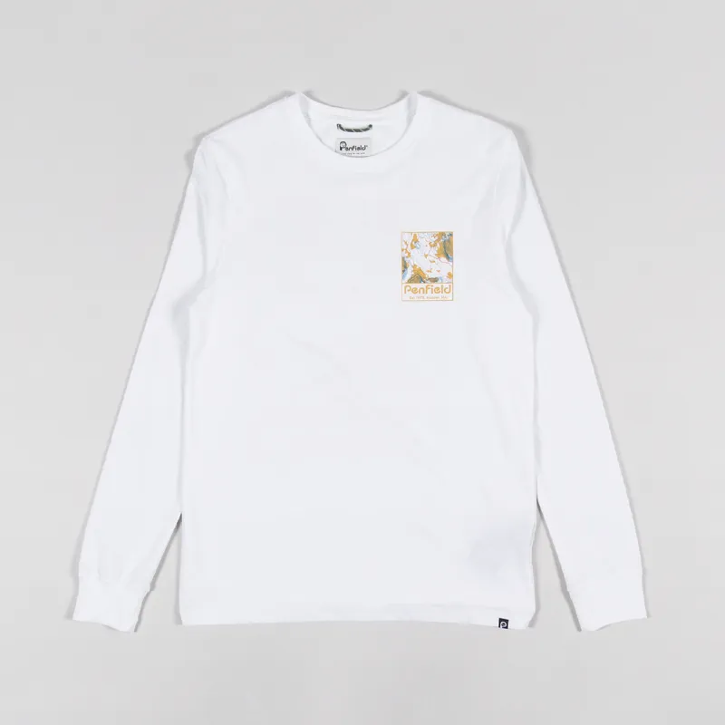Penfield Yosemite Trail Back Graphic Long Sleeve T Shirt White-1