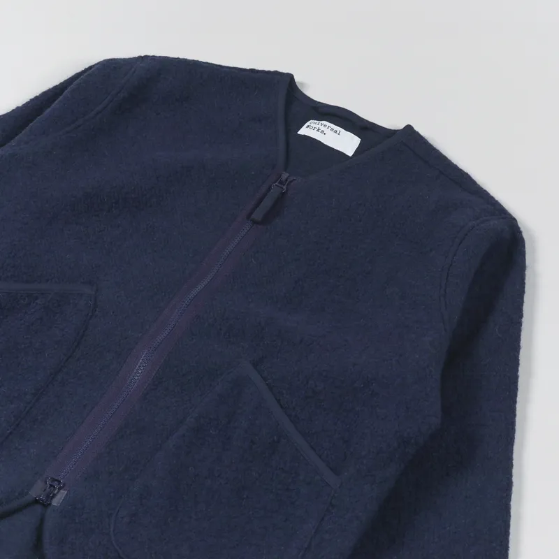 Universal Works Zip Liner Jacket Navy Tibet Fleece-3