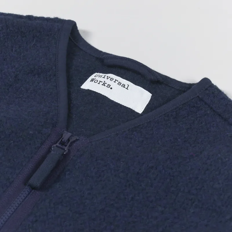 Universal Works Zip Liner Jacket Navy Tibet Fleece-8