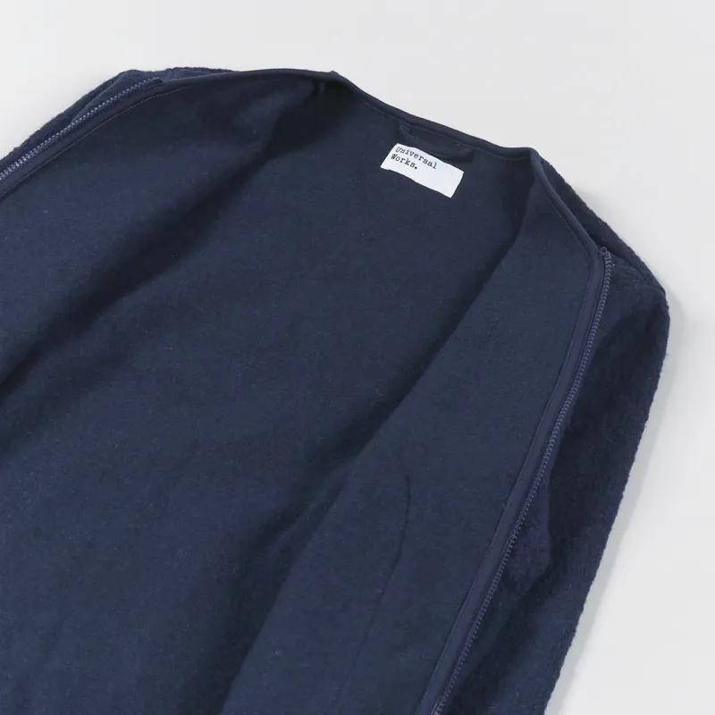 Universal Works Zip Liner Jacket Navy Tibet Fleece-4