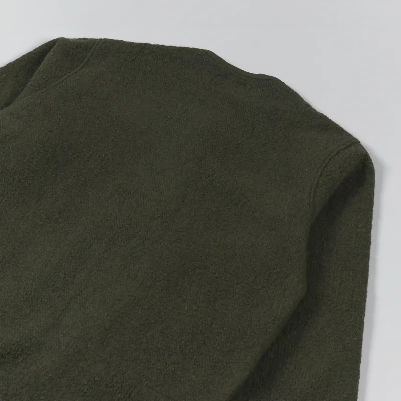 Universal Works Mens Zip Liner Jacket Olive Green Tibet Fleece