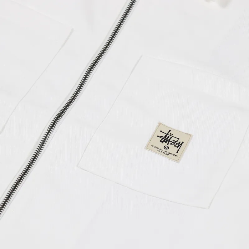 Stussy Zip Up Work LS Shirt Off White-8