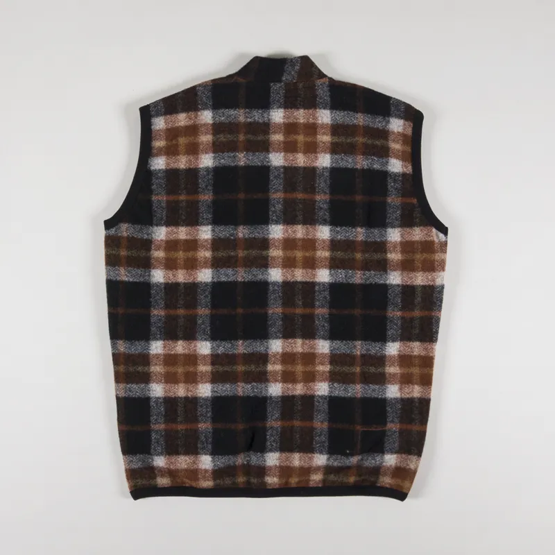 Universal Works Zip Waistcoat Brown Check-2