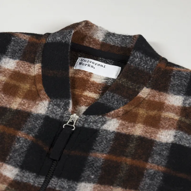 Universal Works Zip Waistcoat Brown Check-6