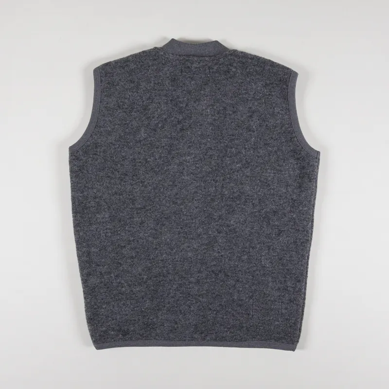 Universal Works Mens Wool Fleece Zip Waistcoat Grey Marl Vest