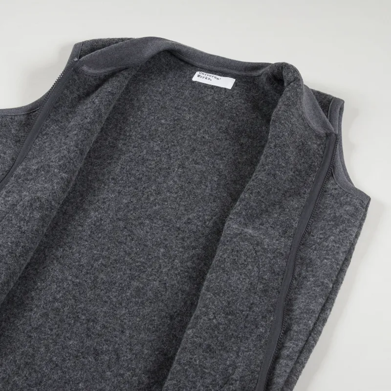 Universal Works Zip Waistcoat Grey Marl-4