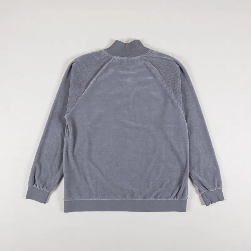 Unfeigned Mens Zipped Sweatshirt Ribbed Velour Gargoyle Grey