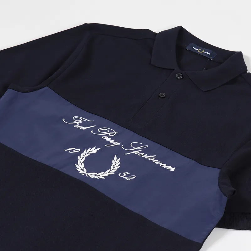 Fred Perry Archive Branding Polo Shirt Navy-1