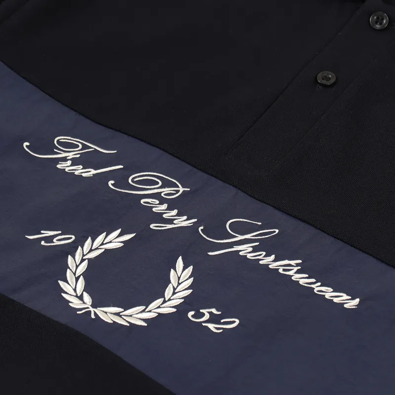 Fred Perry Archive Branding Polo Shirt Navy-2