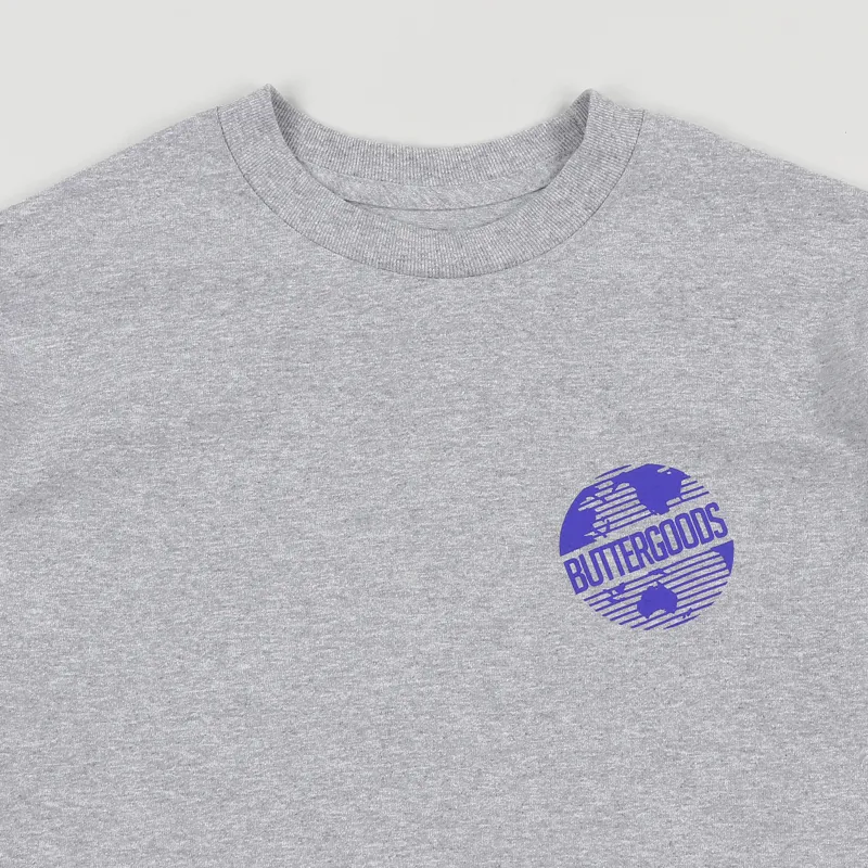 Butter Goods Axis Worldwide Logo T Shirt Heather Grey-2