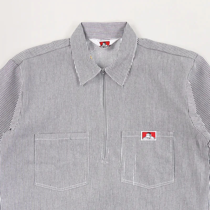 Ben Davis Half Zip Short Sleeve Shirt Hickory Stripe-1