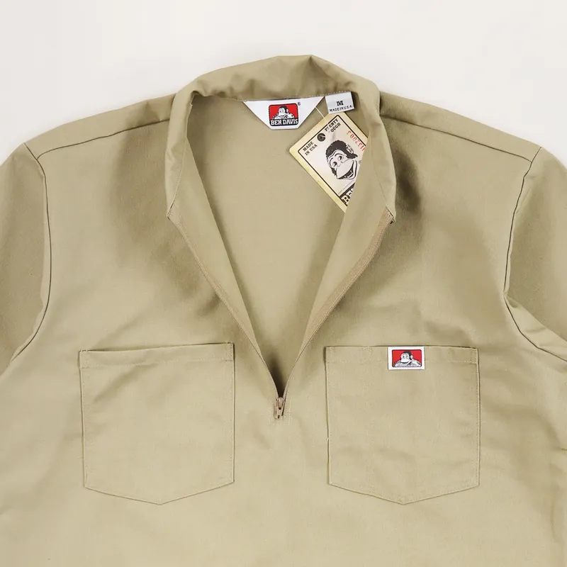 Ben Davis Half Zip Short Sleeve Shirt Khaki-2