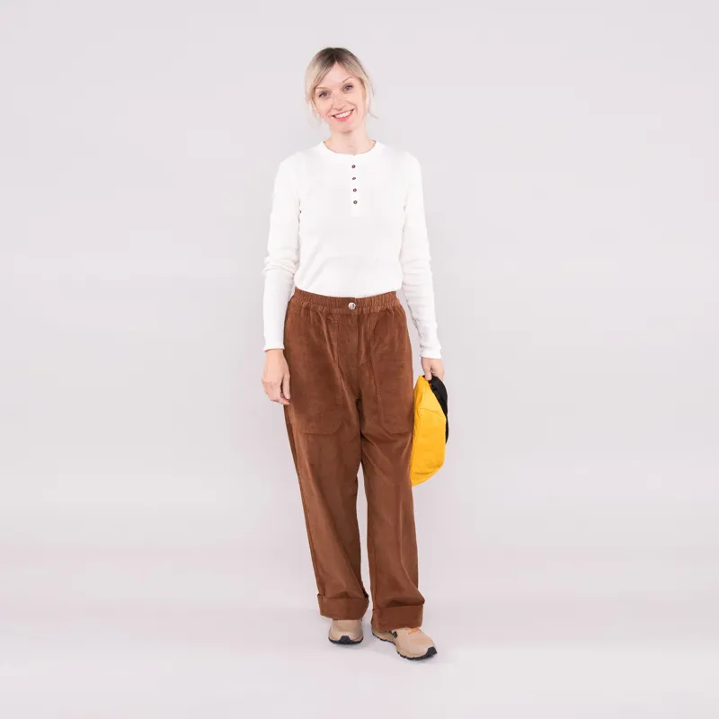 Nudie Jeans Womens Mira Henley Waffle T Shirt Egg White-1