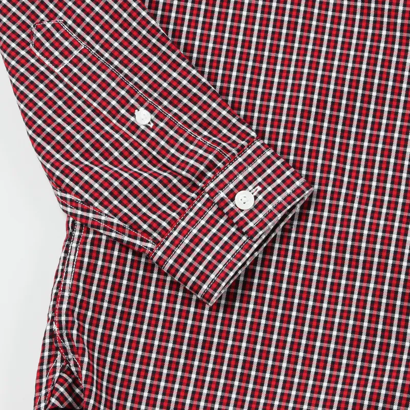 Fred Perry 3 Colour Basket Weave Long Sleeve Shirt Red Gingham-2