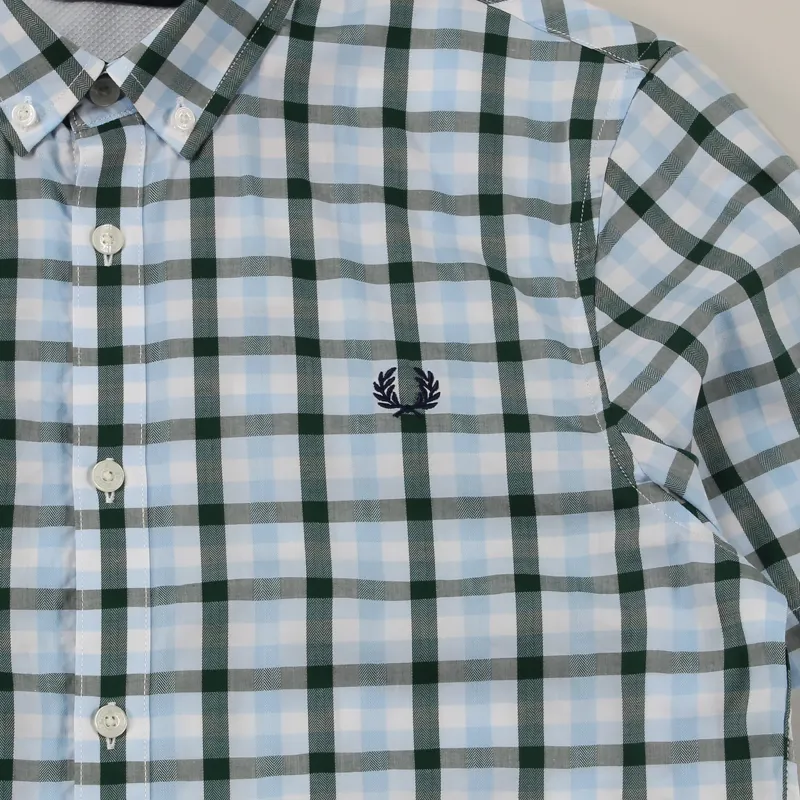 Fred Perry 3 Colour Gingham Short Sleeve Shirt Glacier-1