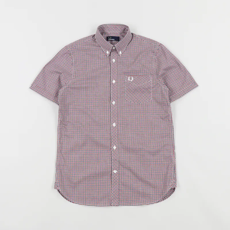 Fred Perry Three-Colour Gingham Short Sleeve Shirt Dark Carbon
