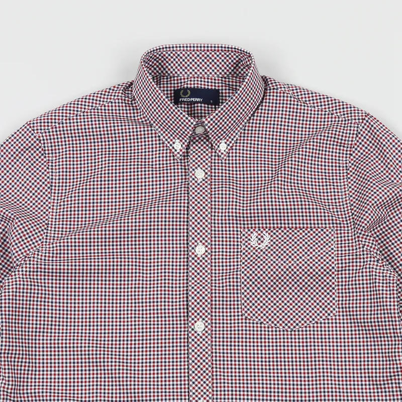 Fred Perry Three-Colour Gingham Short Sleeve Shirt Dark Carbon-1