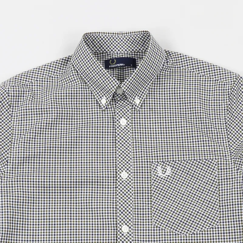 Fred Perry Three-Colour Gingham Short Sleeve Shirt Nettle-1