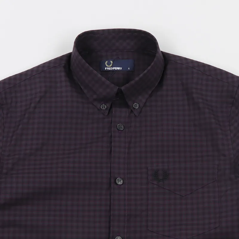 Fred Perry Three-Colour Gingham Shirt Deep Mahogany-1