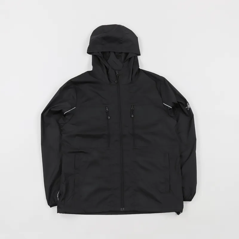 Stussy Worldwide Mens 3M Zip Nylon Outdoor Paneled Jacket Black
